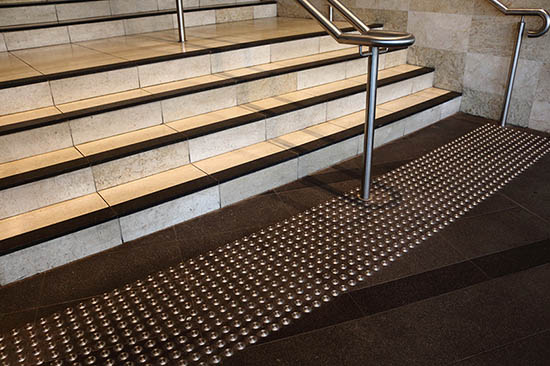 Stairs with strips, TGSIs and proper handrails
