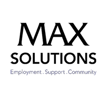 Logo "Max Solutions: Employment. Support. Community.